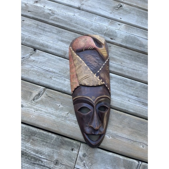 Vintage Huge African Wooden Mask Good condition. Wall Decor - Picture 4 of 11